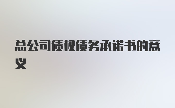 总公司债权债务承诺书的意义