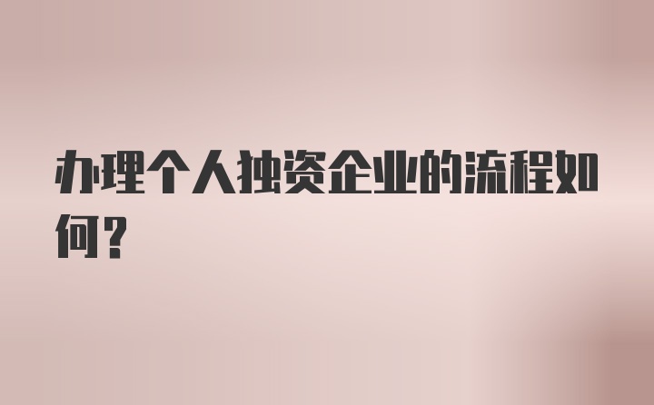 办理个人独资企业的流程如何？