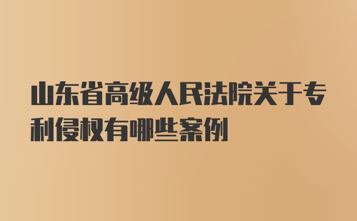 山东省高级人民法院关于专利侵权有哪些案例