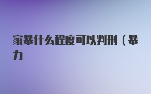 家暴什么程度可以判刑（暴力