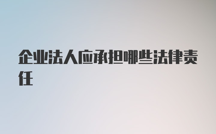 企业法人应承担哪些法律责任