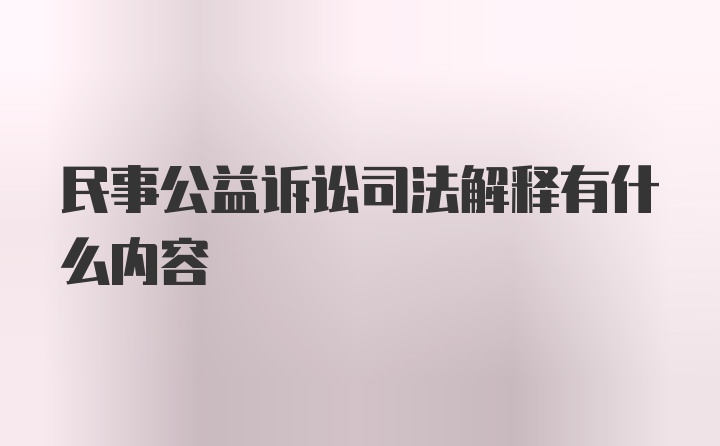 民事公益诉讼司法解释有什么内容