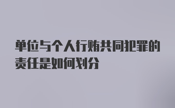 单位与个人行贿共同犯罪的责任是如何划分