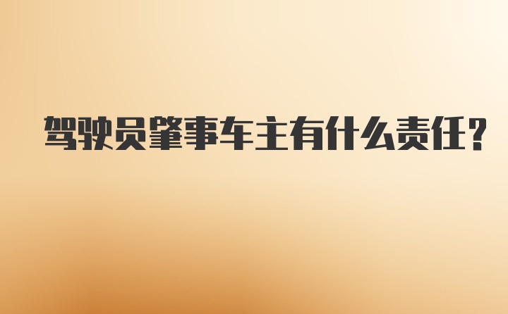 驾驶员肇事车主有什么责任？