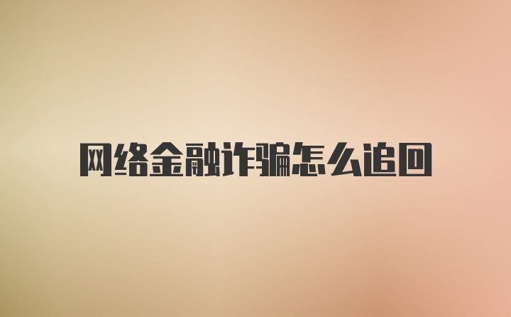 网络金融诈骗怎么追回