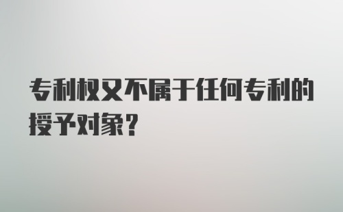 专利权又不属于任何专利的授予对象?