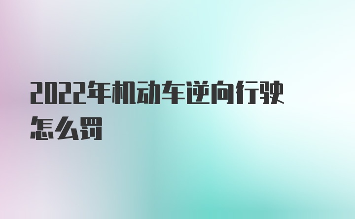 2022年机动车逆向行驶怎么罚