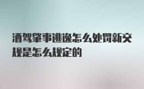 酒驾肇事逃逸怎么处罚新交规是怎么规定的