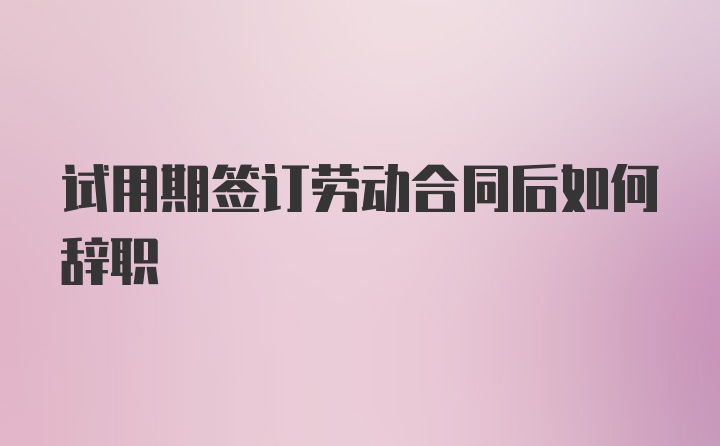 试用期签订劳动合同后如何辞职