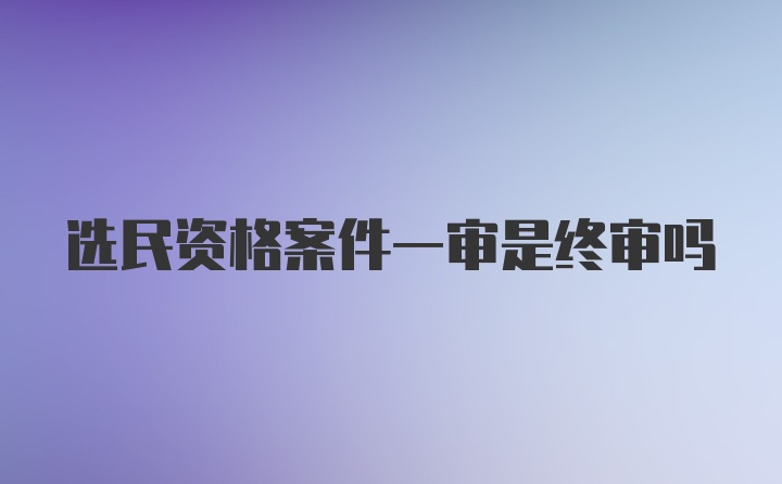 选民资格案件一审是终审吗