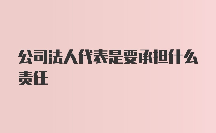 公司法人代表是要承担什么责任