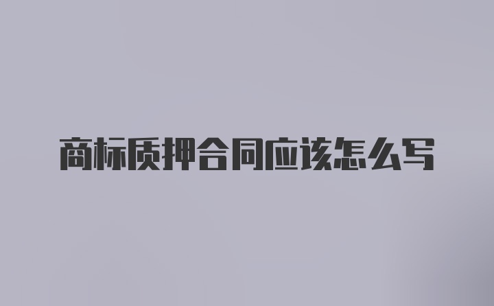 商标质押合同应该怎么写