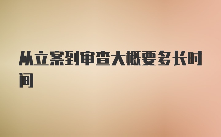 从立案到审查大概要多长时间