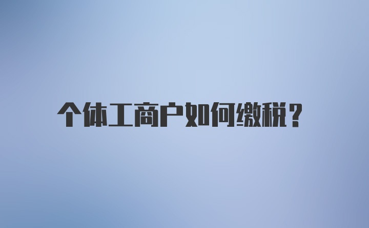 个体工商户如何缴税？