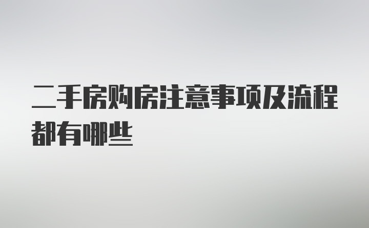 二手房购房注意事项及流程都有哪些