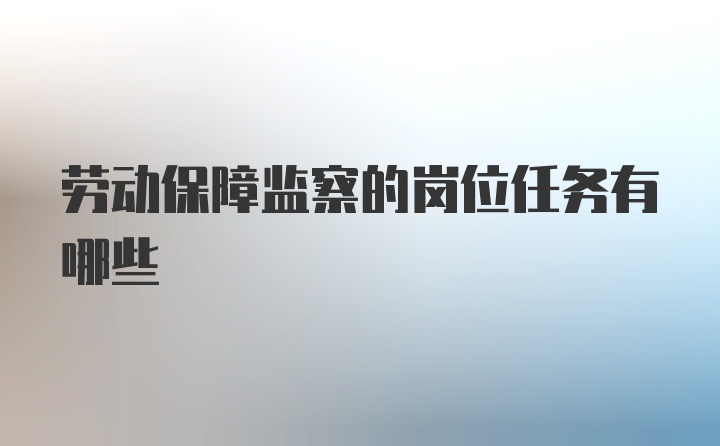 劳动保障监察的岗位任务有哪些