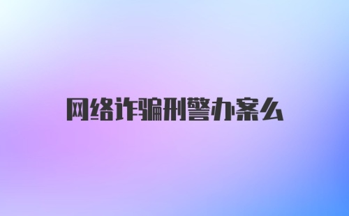 网络诈骗刑警办案么