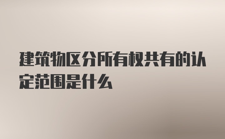 建筑物区分所有权共有的认定范围是什么