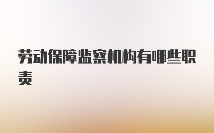 劳动保障监察机构有哪些职责