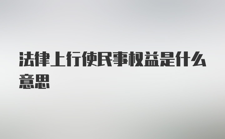 法律上行使民事权益是什么意思