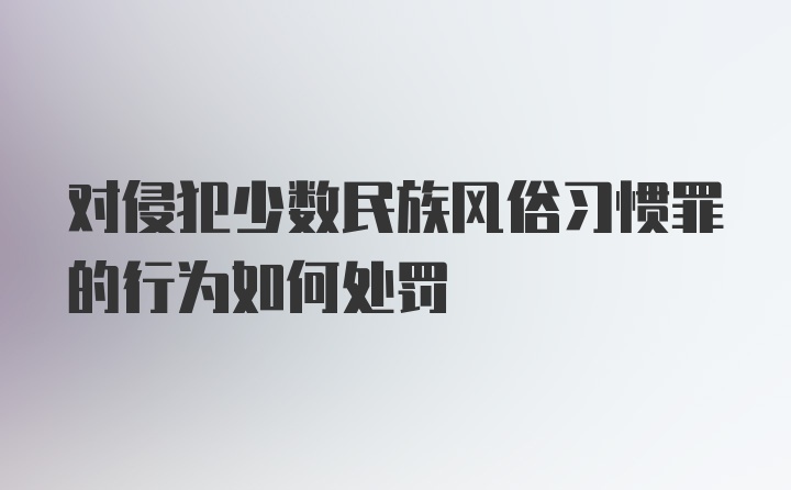 对侵犯少数民族风俗习惯罪的行为如何处罚