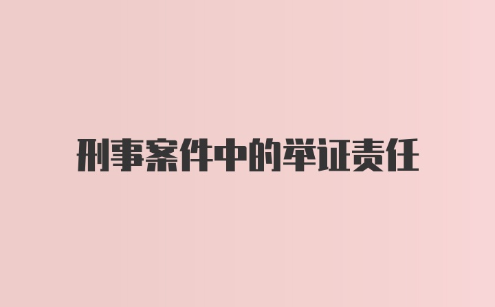 刑事案件中的举证责任