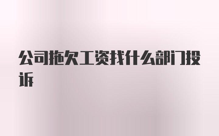 公司拖欠工资找什么部门投诉