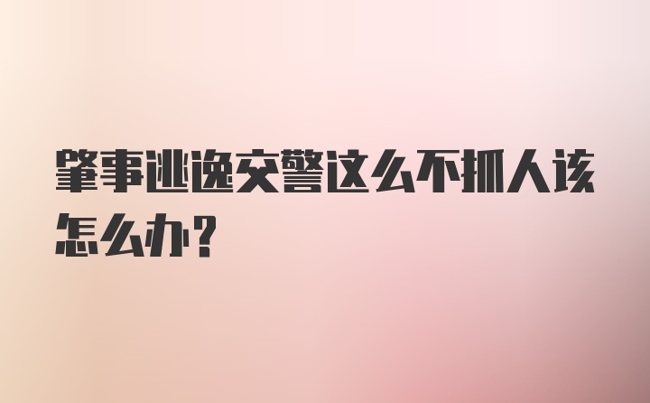 肇事逃逸交警这么不抓人该怎么办？