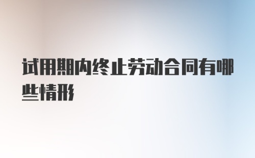 试用期内终止劳动合同有哪些情形