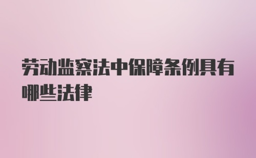 劳动监察法中保障条例具有哪些法律