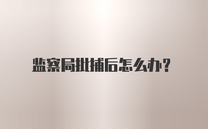 监察局批捕后怎么办？