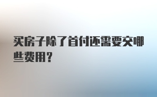 买房子除了首付还需要交哪些费用？