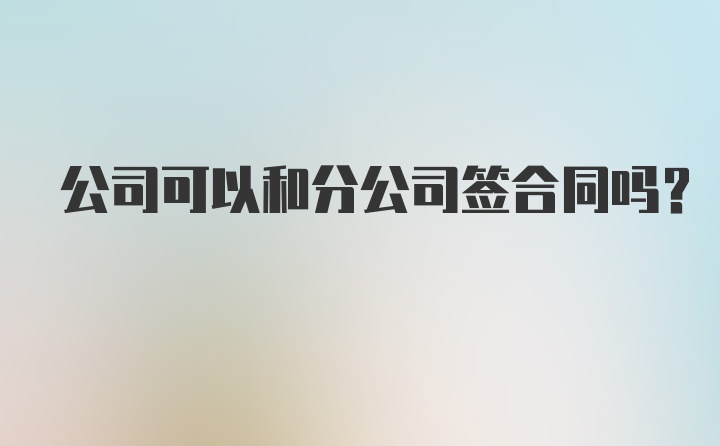 公司可以和分公司签合同吗？