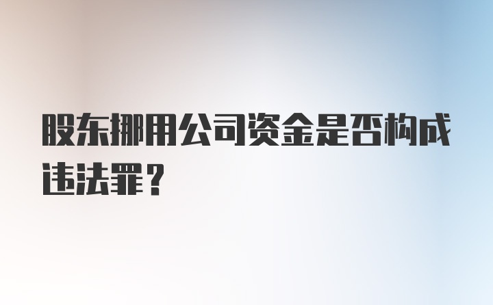 股东挪用公司资金是否构成违法罪?