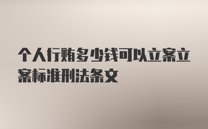 个人行贿多少钱可以立案立案标准刑法条文