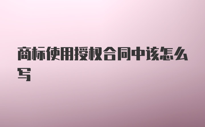 商标使用授权合同中该怎么写