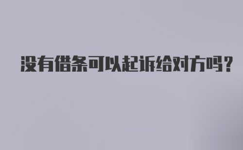 没有借条可以起诉给对方吗?