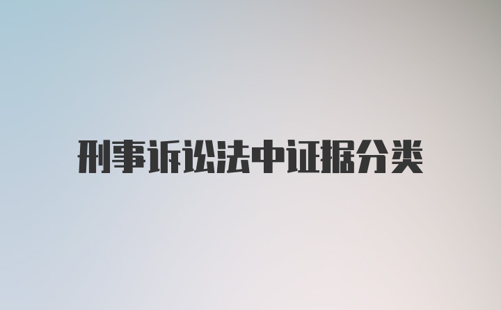 刑事诉讼法中证据分类