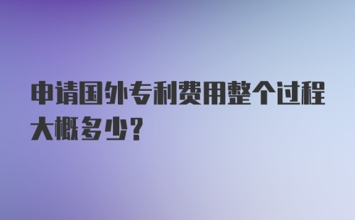 申请国外专利费用整个过程大概多少？