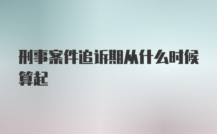 刑事案件追诉期从什么时候算起