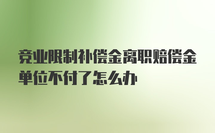 竞业限制补偿金离职赔偿金单位不付了怎么办