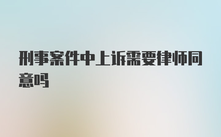 刑事案件中上诉需要律师同意吗