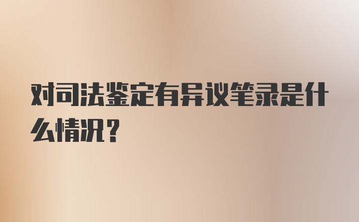 对司法鉴定有异议笔录是什么情况？