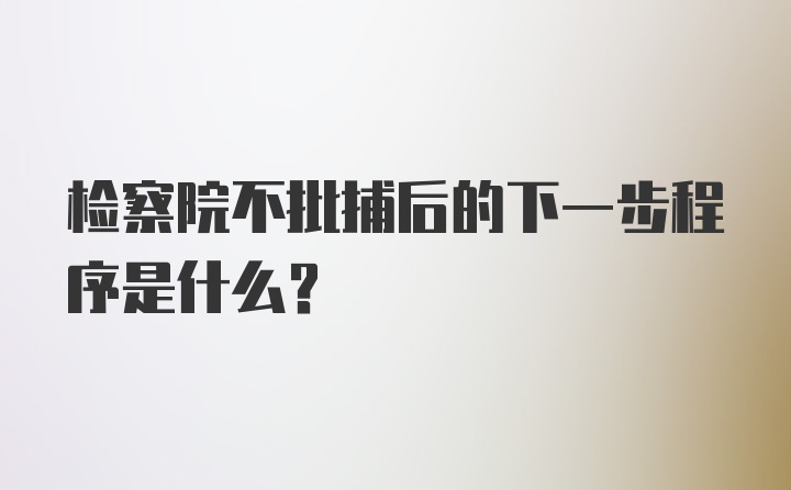 检察院不批捕后的下一步程序是什么？