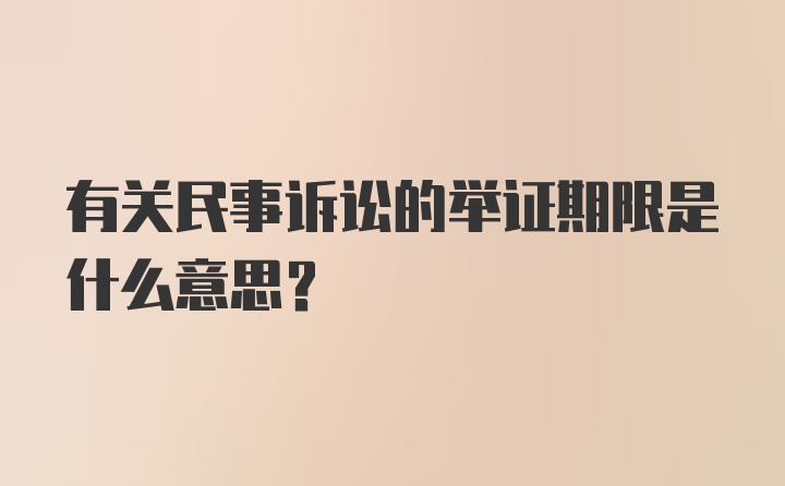 有关民事诉讼的举证期限是什么意思？