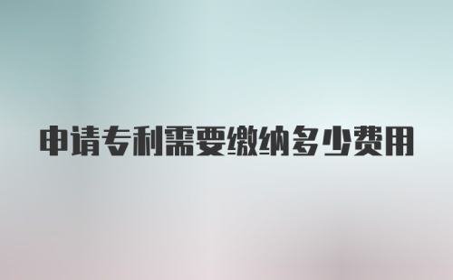 申请专利需要缴纳多少费用