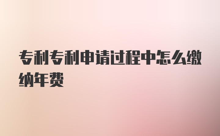 专利专利申请过程中怎么缴纳年费