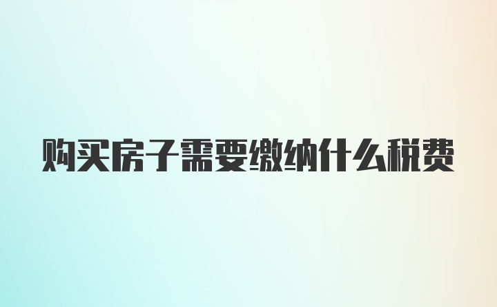 购买房子需要缴纳什么税费