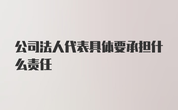 公司法人代表具体要承担什么责任