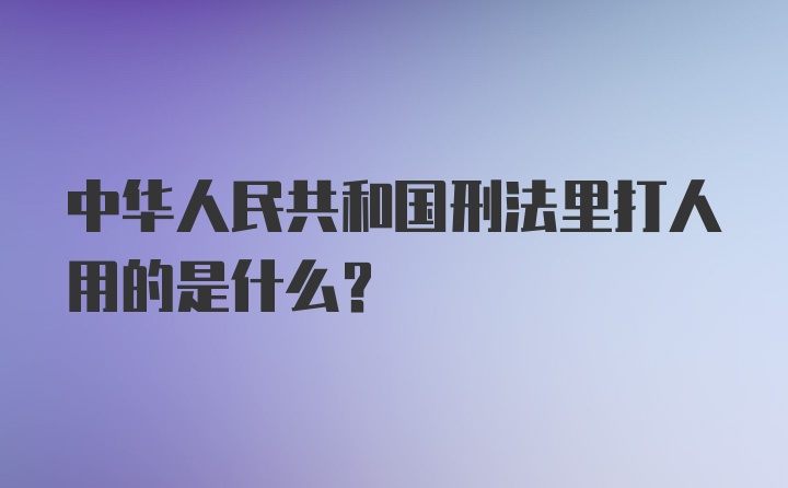 中华人民共和国刑法里打人用的是什么？